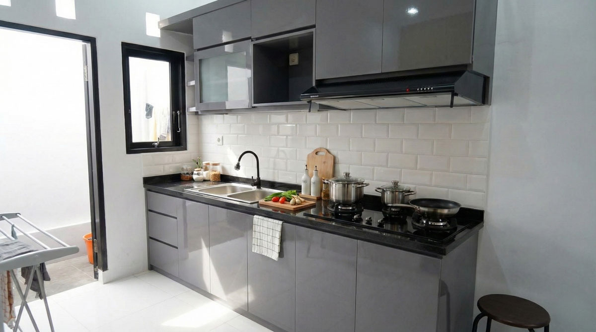 Kitchen set untuk dapur lebar kecil.